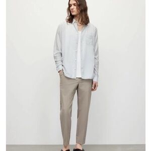 All Saints Light Gray Striped Casual Button Down Shirt
